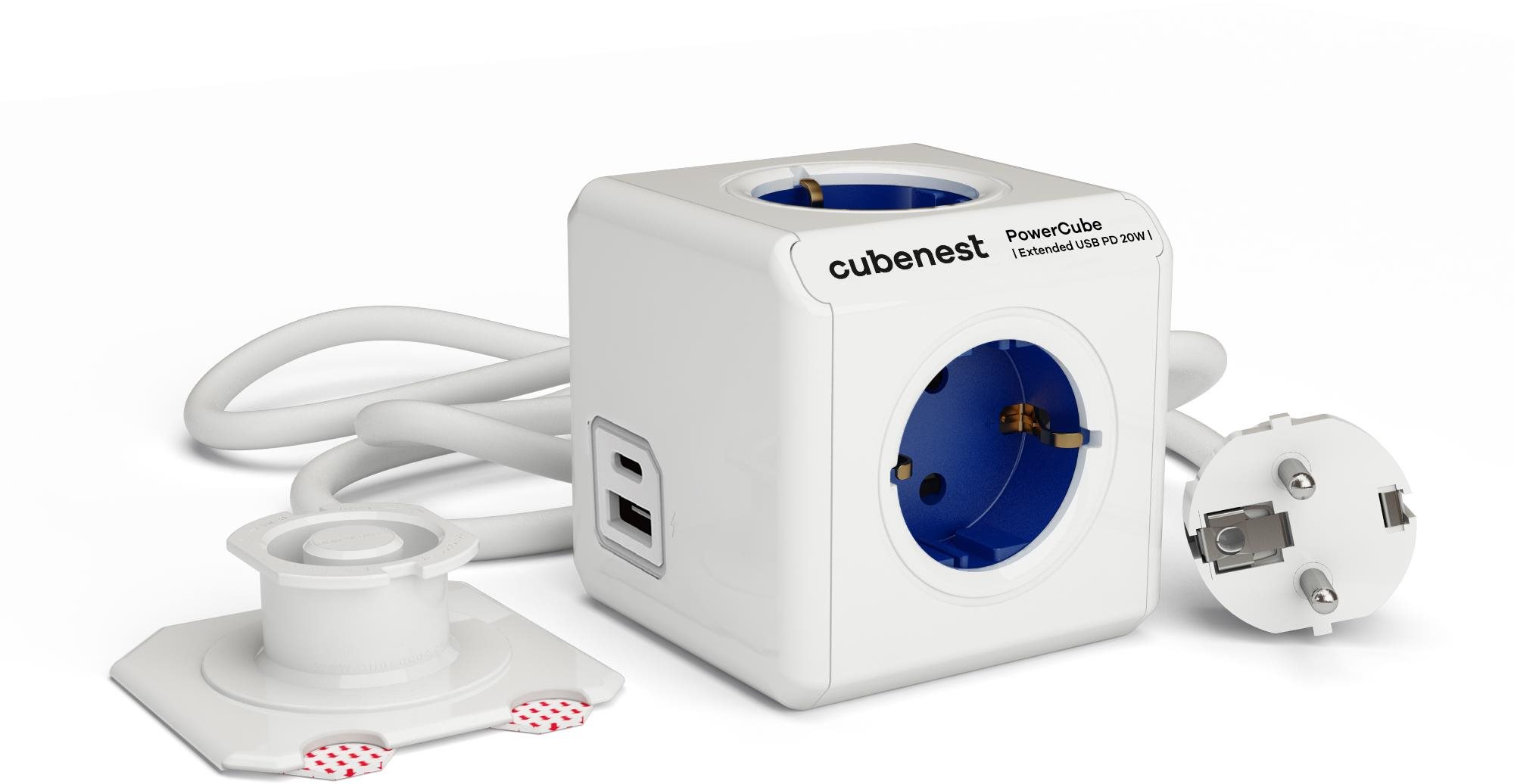 Cubenest Powercube Extended USB PD 20W, A+C, 4x aljzat, 1,5 m,...