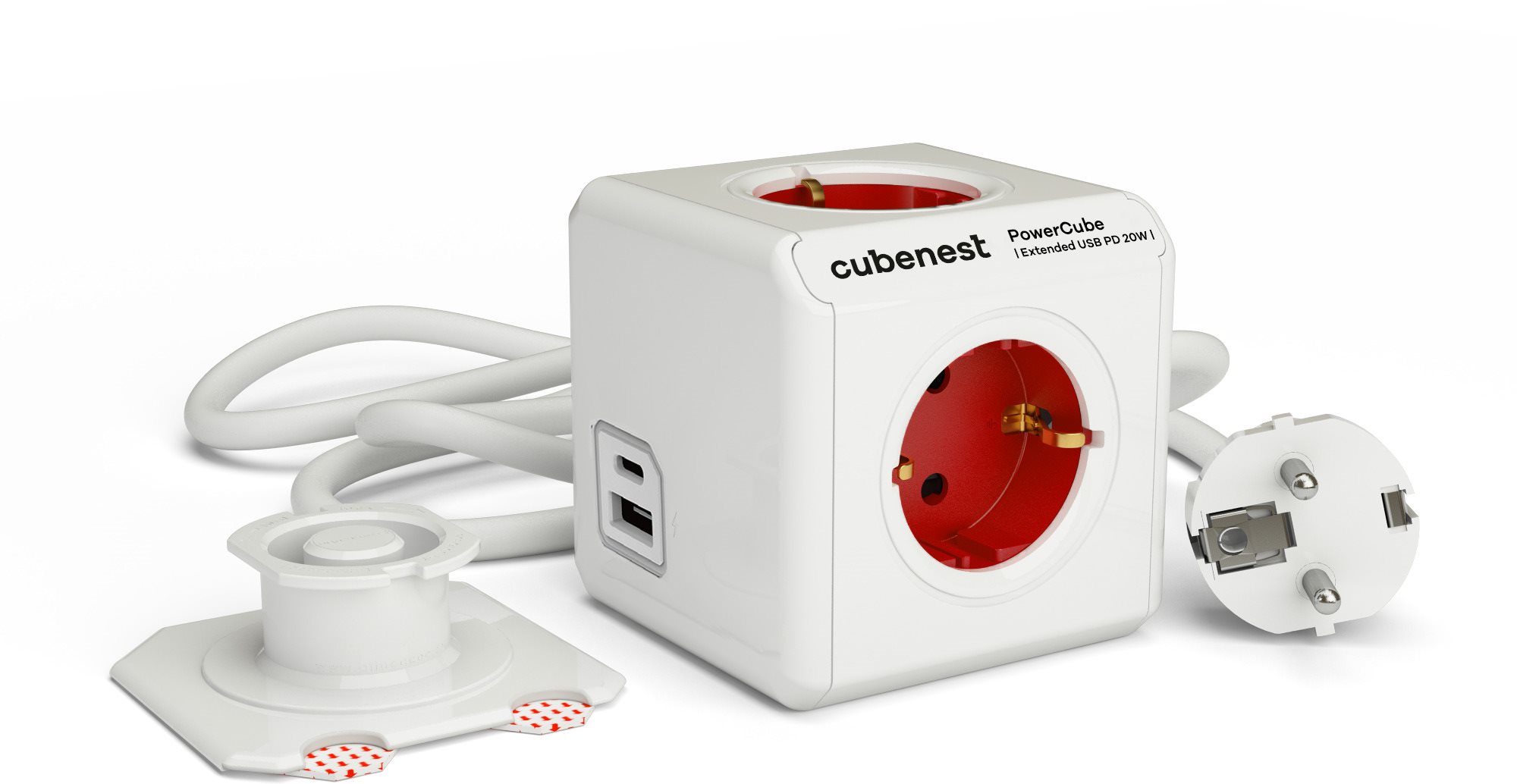 Cubenest Powercube Extended USB PD 20 W, A+C, 4× zásuvka, 1,5 m,...