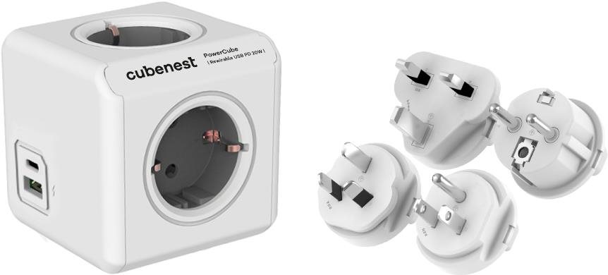 Cubenest Powercube ReWirable USB PD 20W, A+C, 4x Steckdose,...