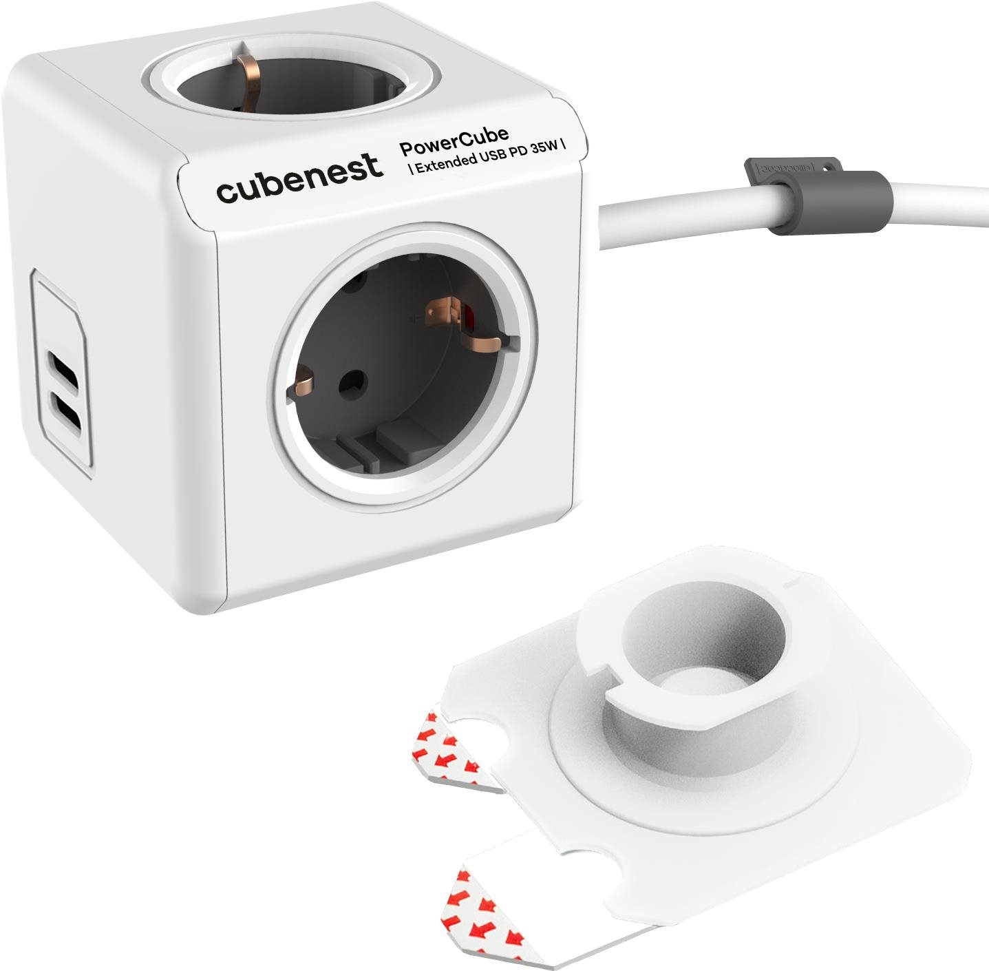Cubenest Powercube Extended USB PD 35W, 2xUBS-C, 4x Steckdose,...