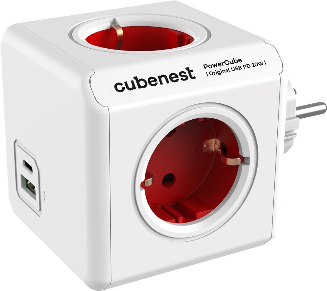 Cubenest Powercube Original USB PD 20W, A+C, 4x aljzat, fehér/piros...