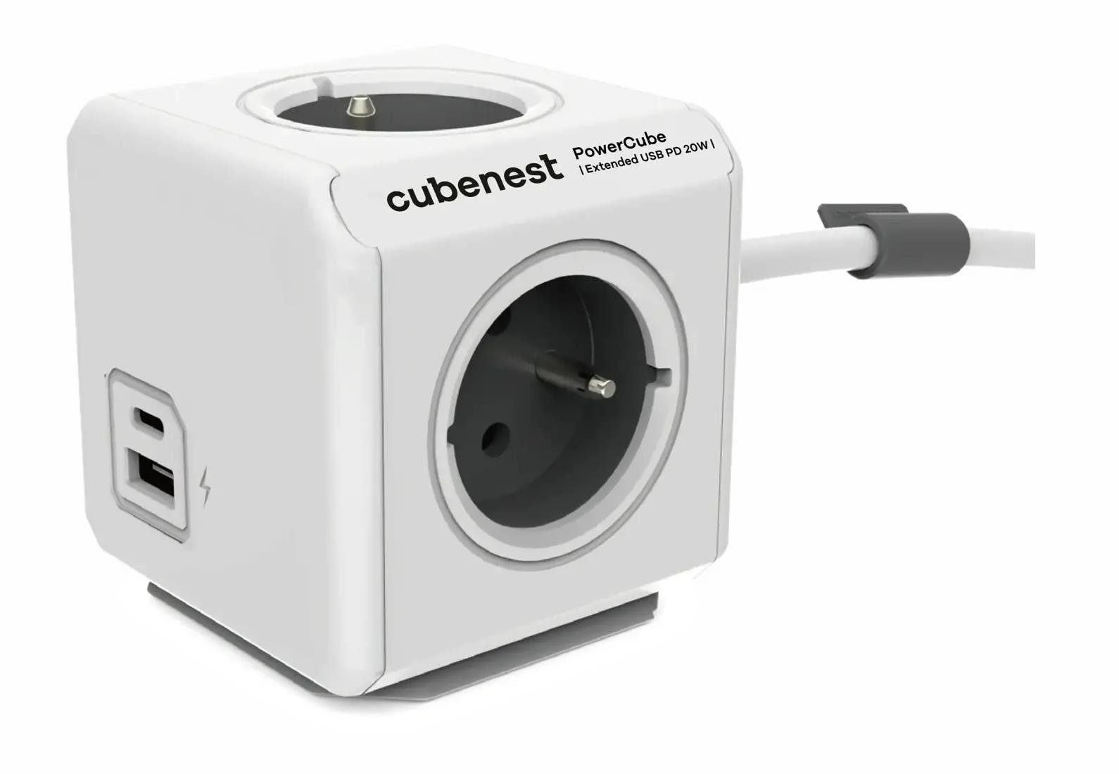 Cubenest Powercube Extended USB PD 20W, A+C, 4x aljzat, 1.5m,...