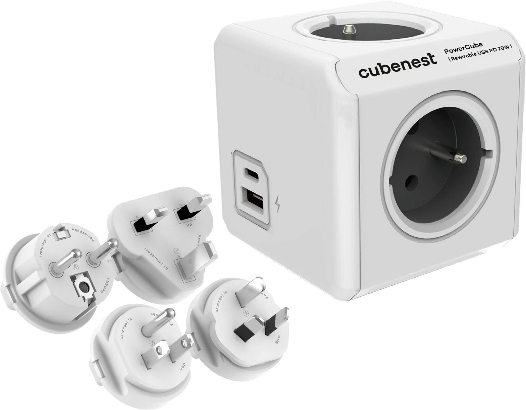 Cubenest Powercube ReWirable USB PD - 20W, A+C, 4x aljzat,...