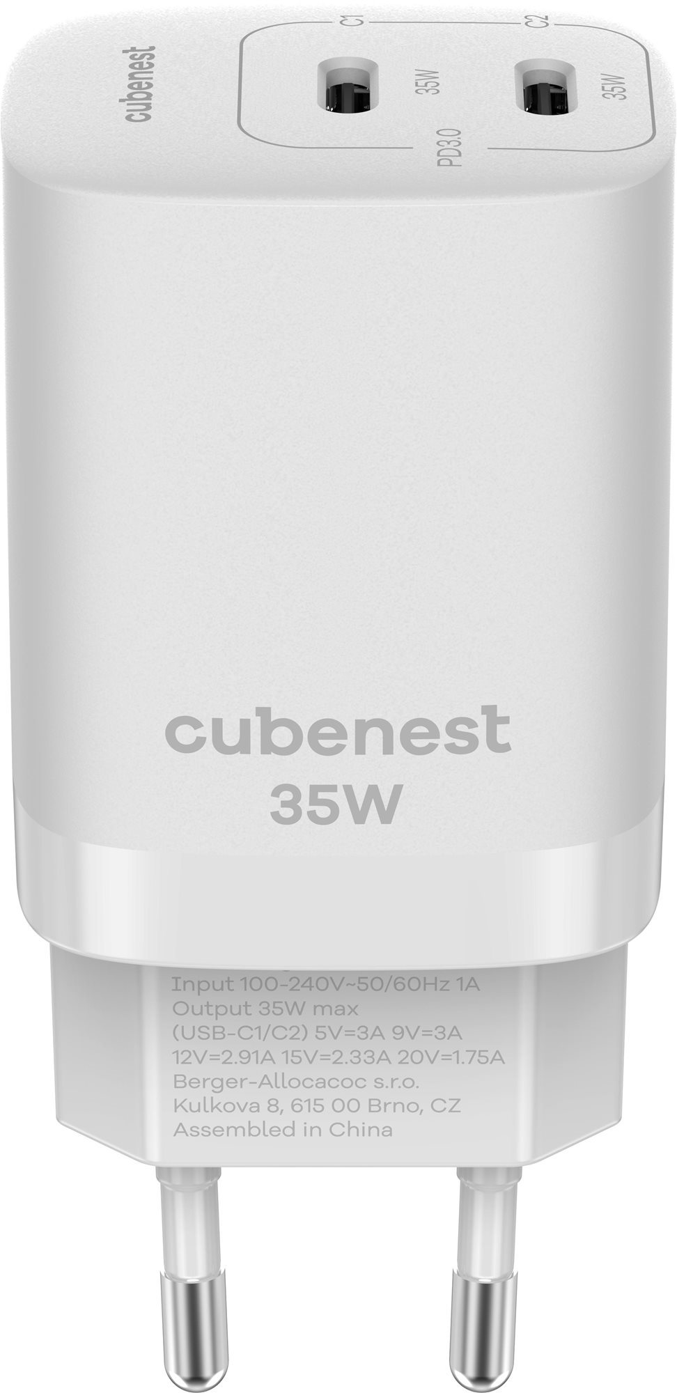 CubeNest S2D1 GaN 35W, fehér Töltő adapter