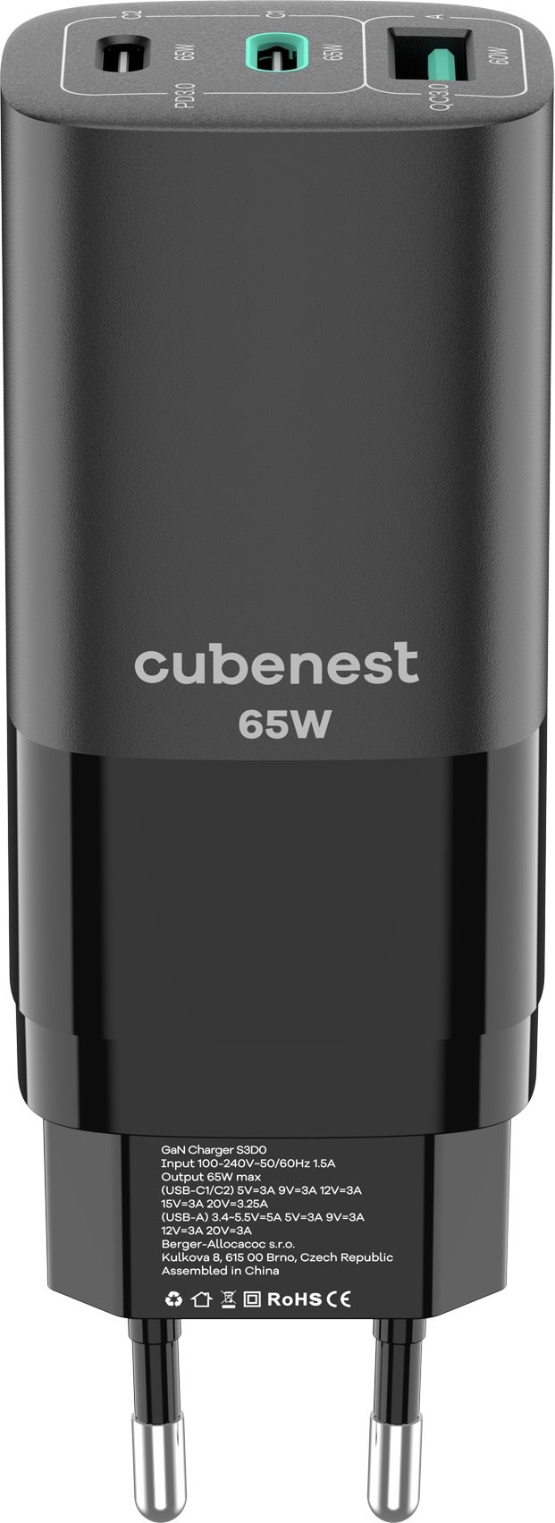 CubeNest S3D0 GaN Adaptér 65W čierna Nabíjačka do siete