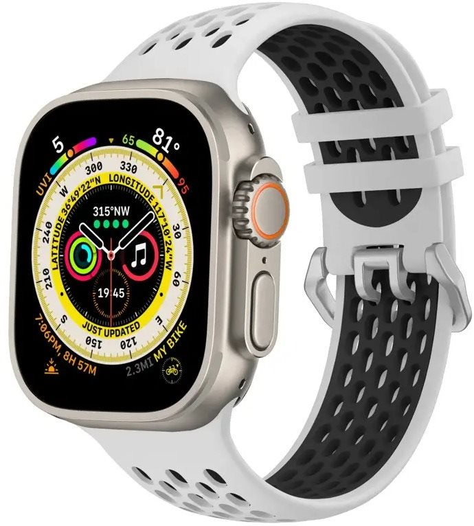Cubenest Silicone Sport Band WHITE with Black (42-49mm) Armband