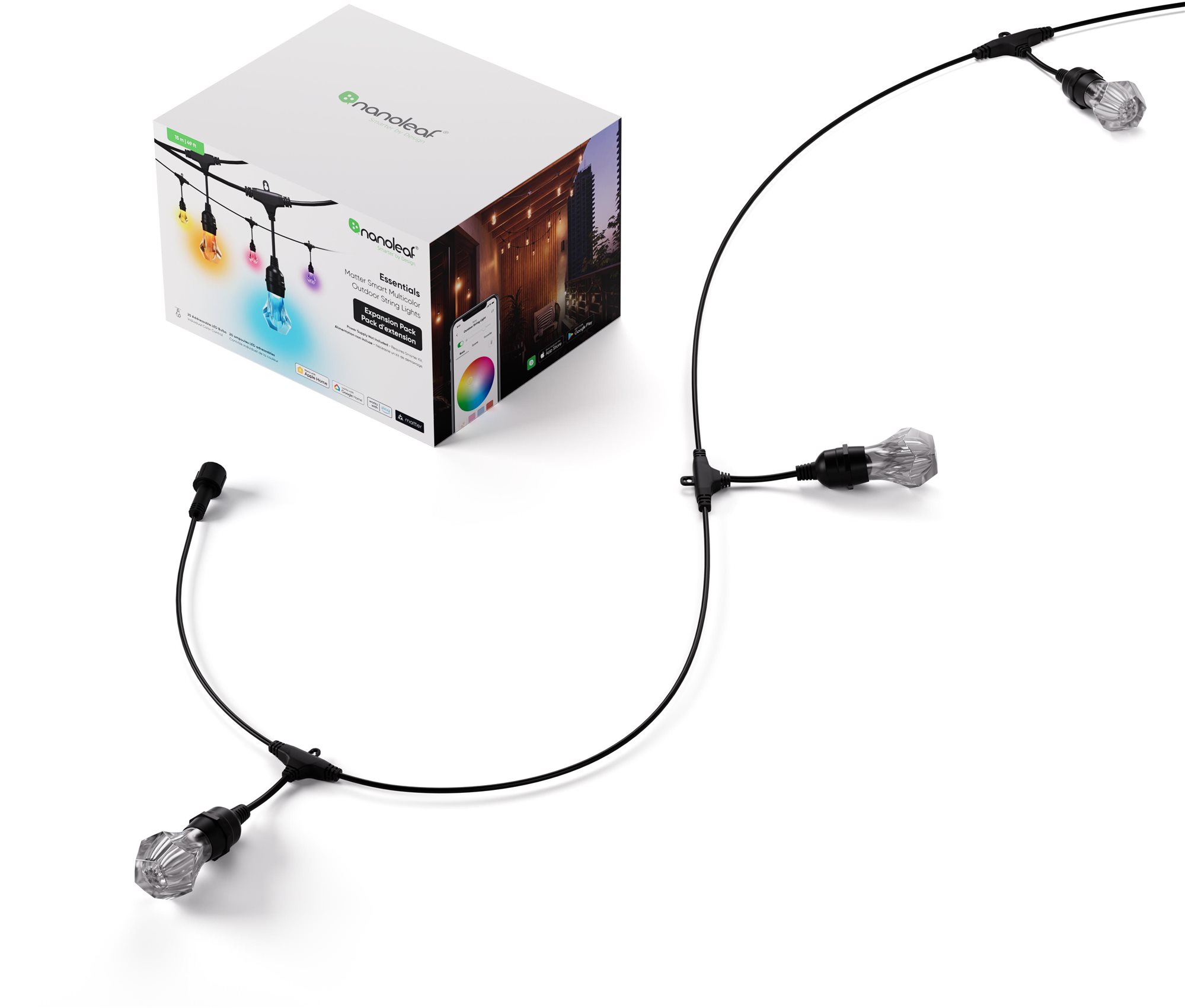 Nanoleaf Outdoor String Lights Expansion Pack, 15 m Dekorative...