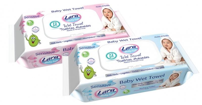 Lara vlhčené obrúsky 72 ks BABY SENSITIVE Vlhčené obrúsky