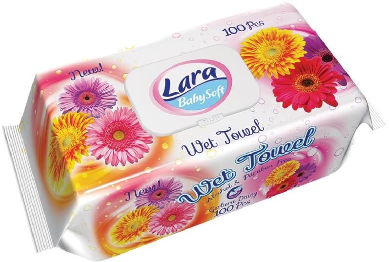 Lara vlhčené obrúsky 100 ks klips GERBERA Vlhčené obrúsky