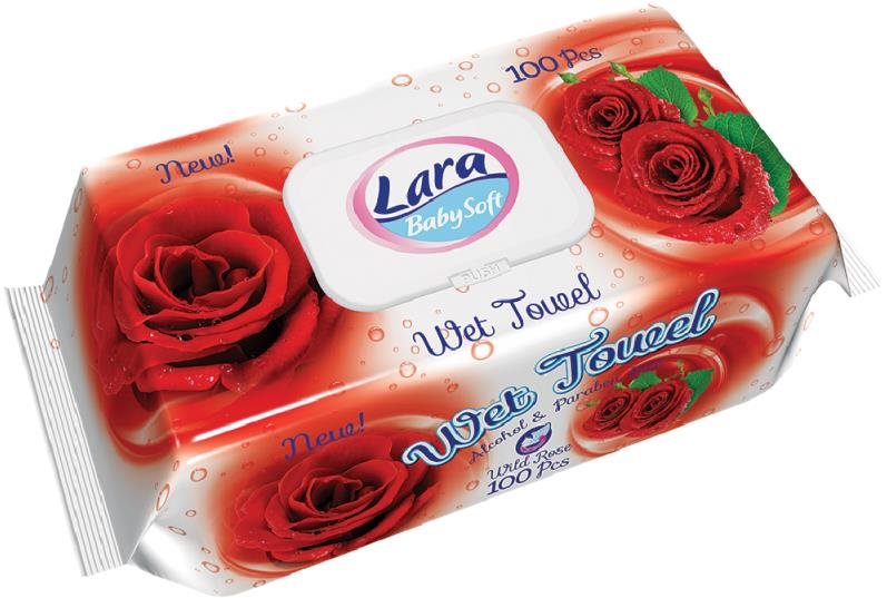 Lara vlhčené obrúsky 100 ks, klips ROSE Vlhčené obrúsky