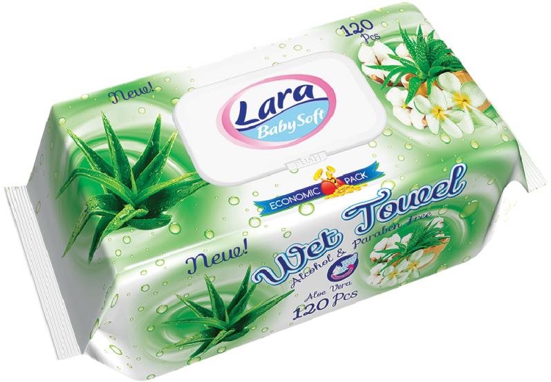 Lara vlhčené obrúsky 120 ks, klips Aloe Vera Vlhčené obrúsky