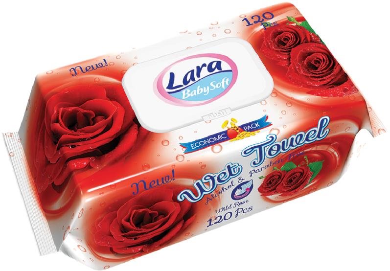 Lara vlhčené obrúsky 120 ks, klips Rose Vlhčené obrúsky