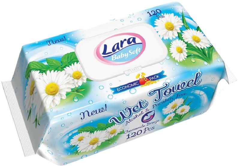 Lara vlhčené obrúsky 120 ks, klips Chamomile Vlhčené obrúsky