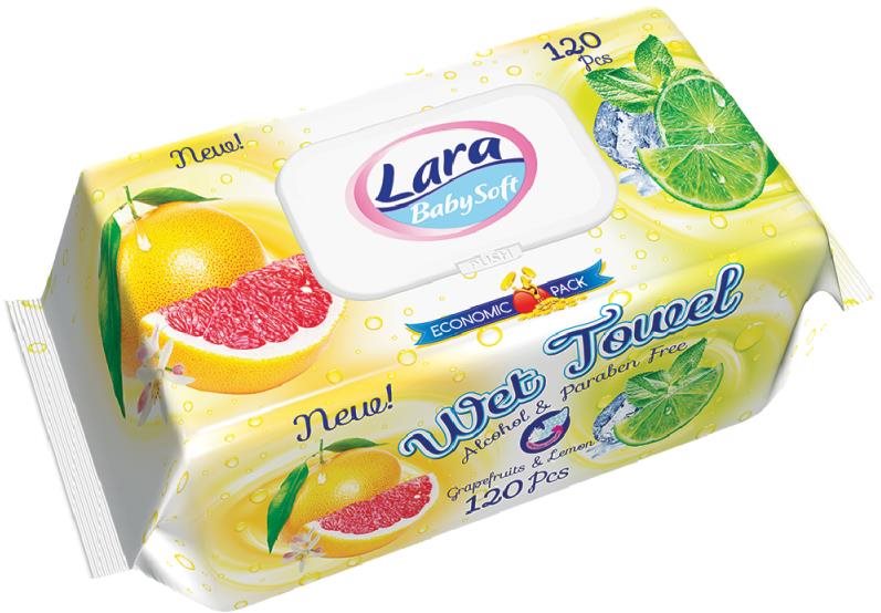 Lara vlhčené obrúsky 120 ks, klips Grapefruit & Lemon Vlhčené obrúsky