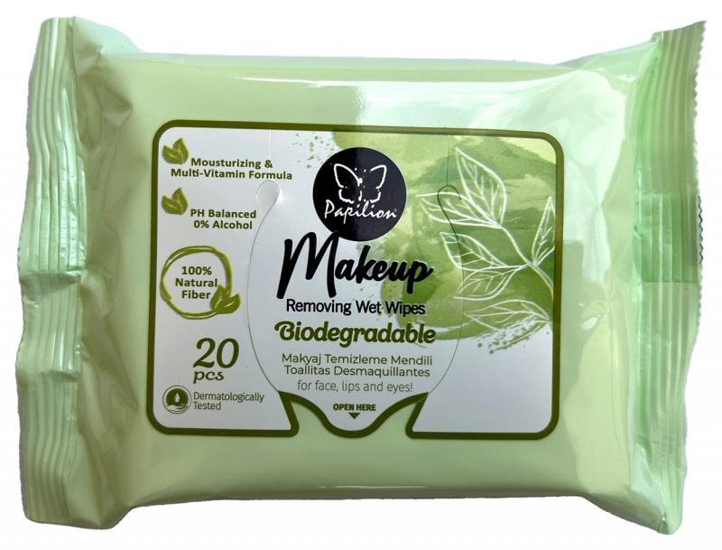 Papilion make-up vlhčené obrúsky 20 kusov Biodegradable Vlhčené...