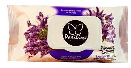 Papilion vlhčené obrúsky lavender 100 ks, klips Vlhčené obrúsky