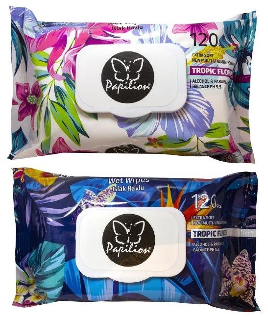 Papilion vlhčené obrúsky tropic flowers 120 ks, klips Vlhčené obrúsky