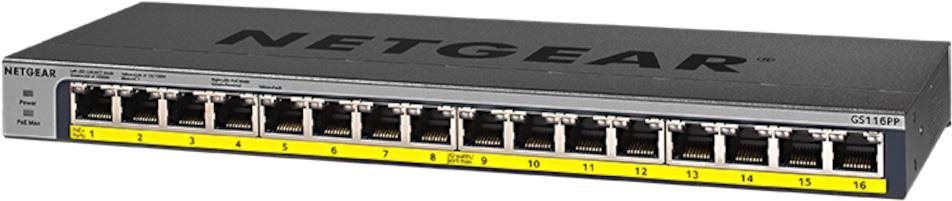 NETGEAR, ProSAFE 16-Ports Gigabit Unmanaged PoE++ Switch