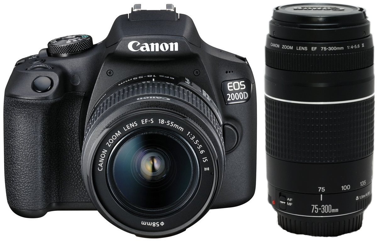 Canon EOS 2000D + EF-S 18-55 mm f/3,5-5,6 IS II + EF 75-300 mm...