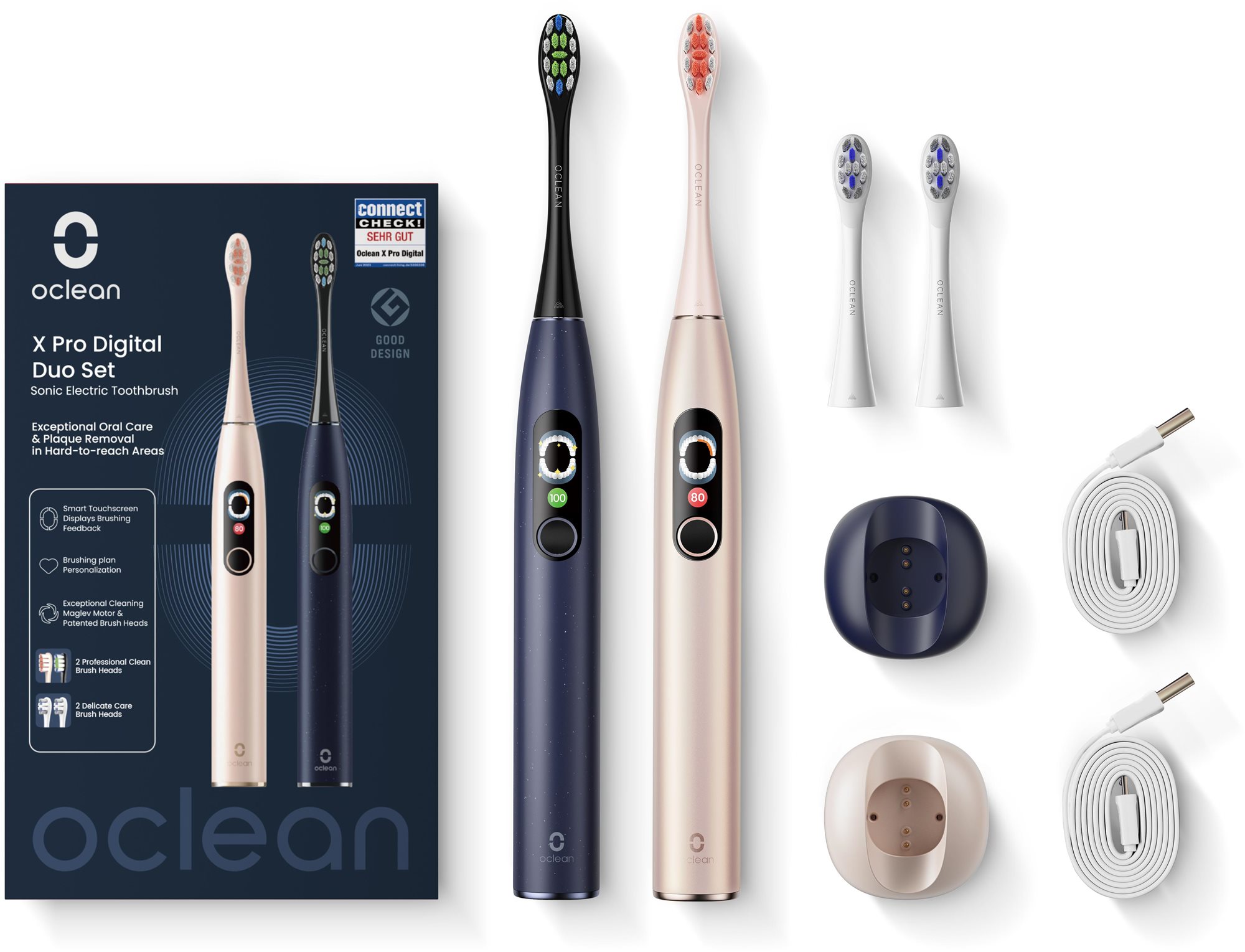 Oclean X Pro Digital Duo Set Gold and Blue, 2 db Elektromos fogkefe