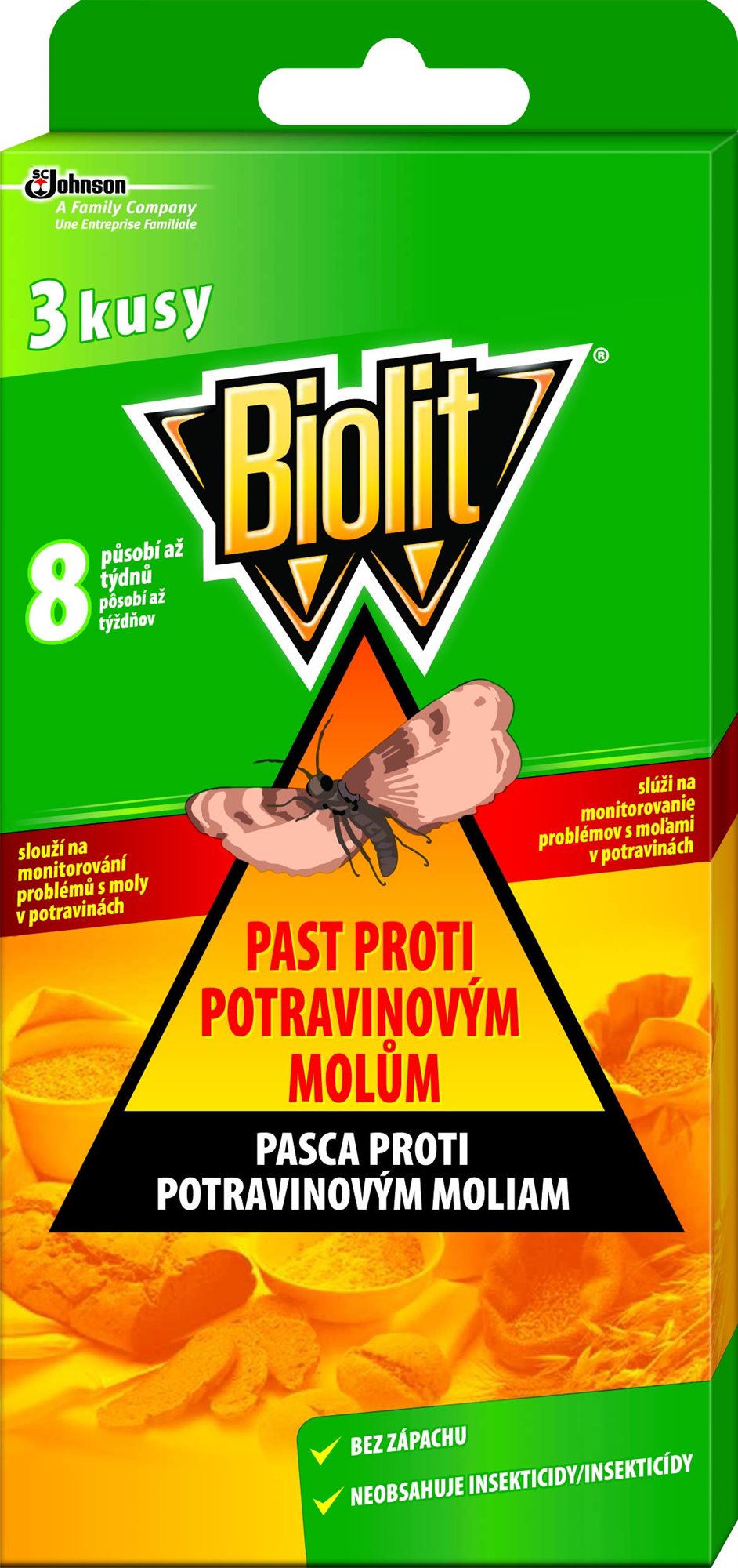 BIOLIT, pasca proti potravinovým moľom, 3 ks Lapač hmyzu
