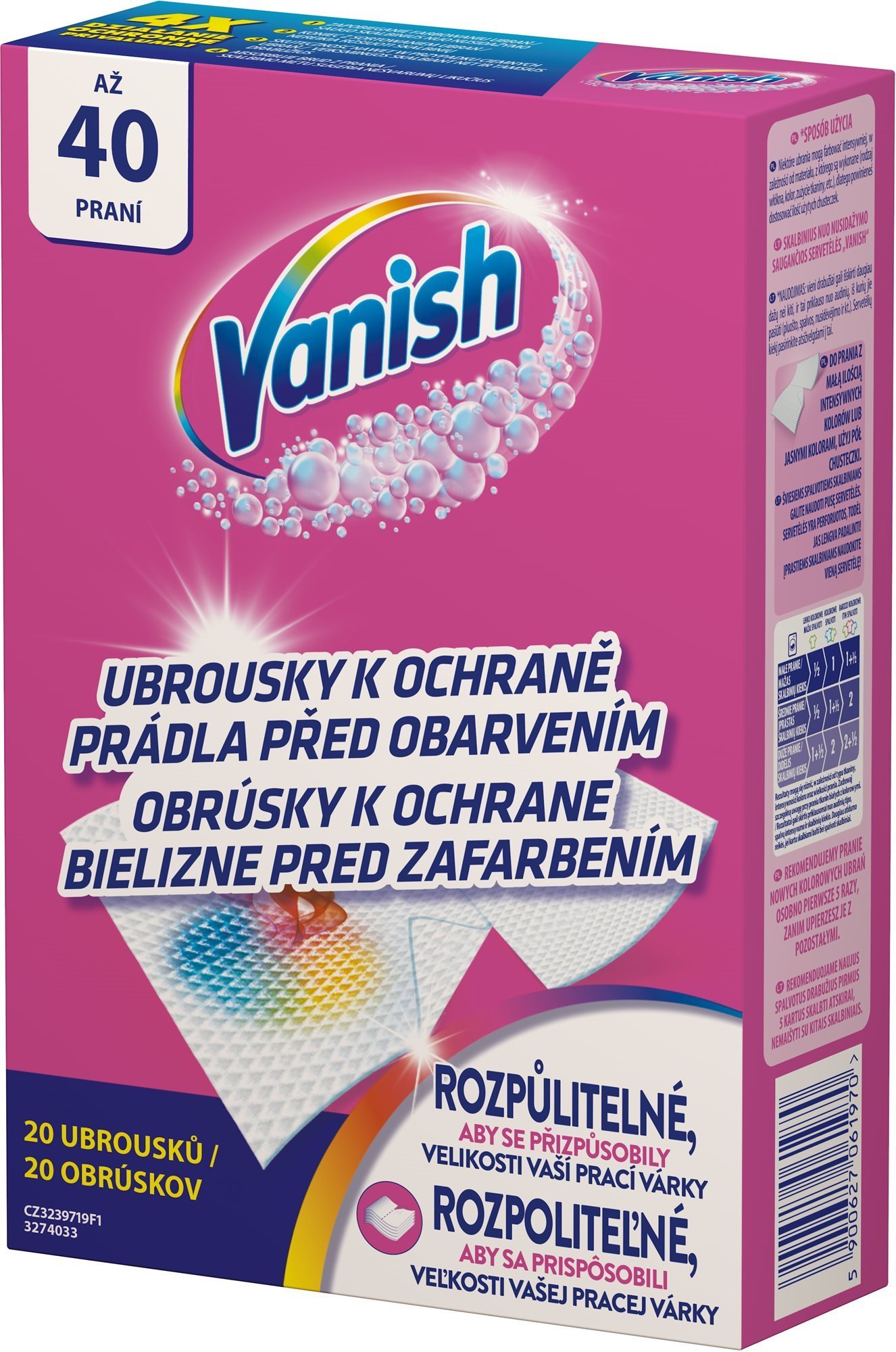 VANISH Color Protect 20 ks Obrúsky proti zafarbeniu bielizne