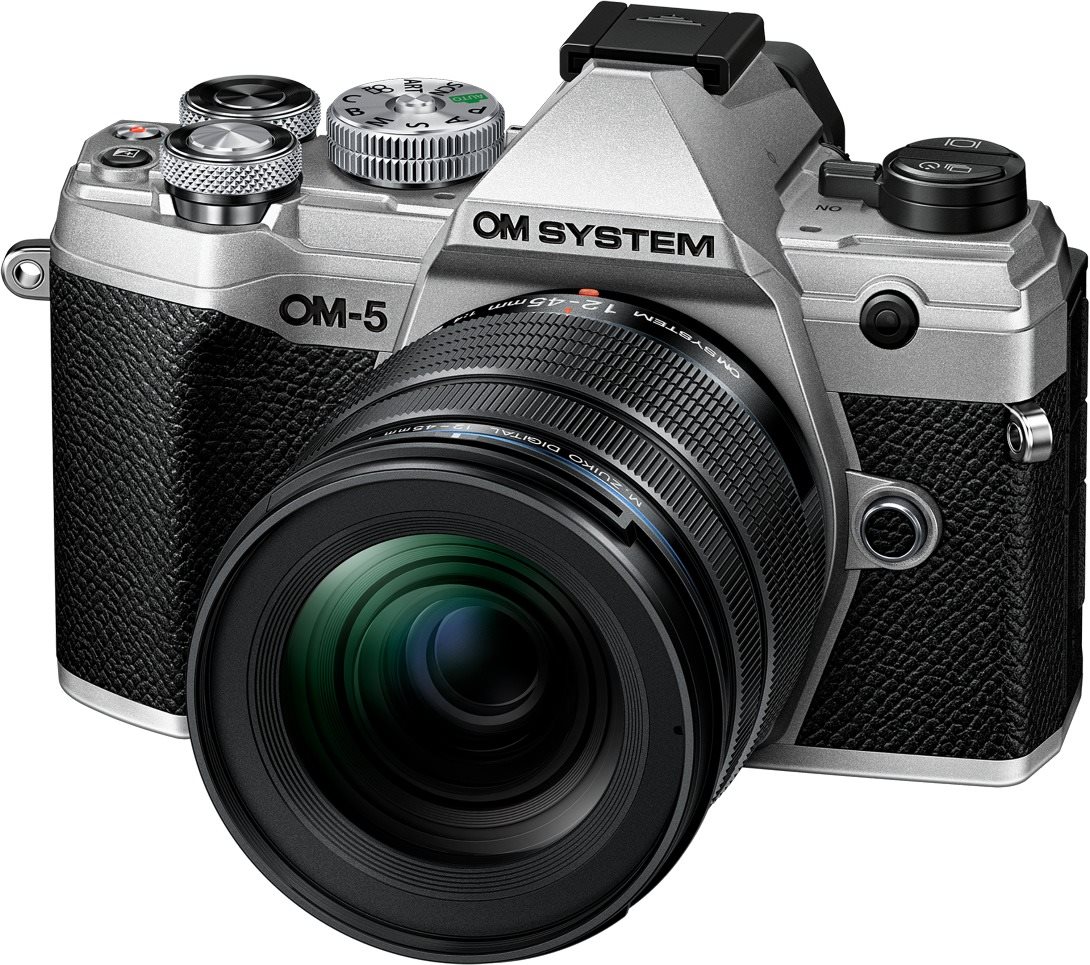 OM SYSTEM OM-5 kit 12 – 45 mm PRO strieborný Digitálny fotoaparát