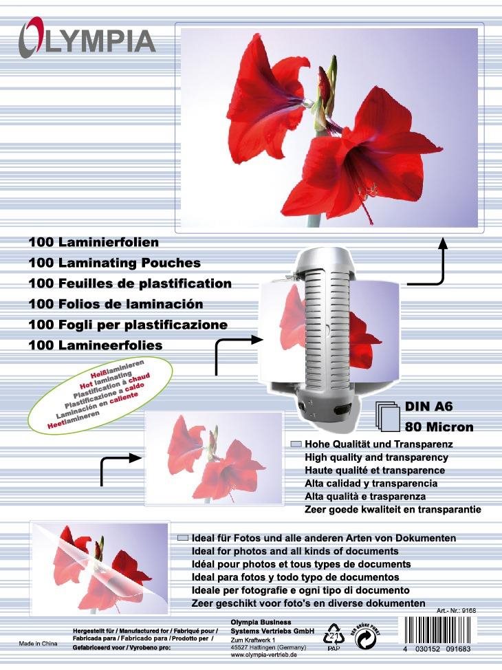Olympia A6/160 lesklá – balenie 100 ks Laminovacia fólia
