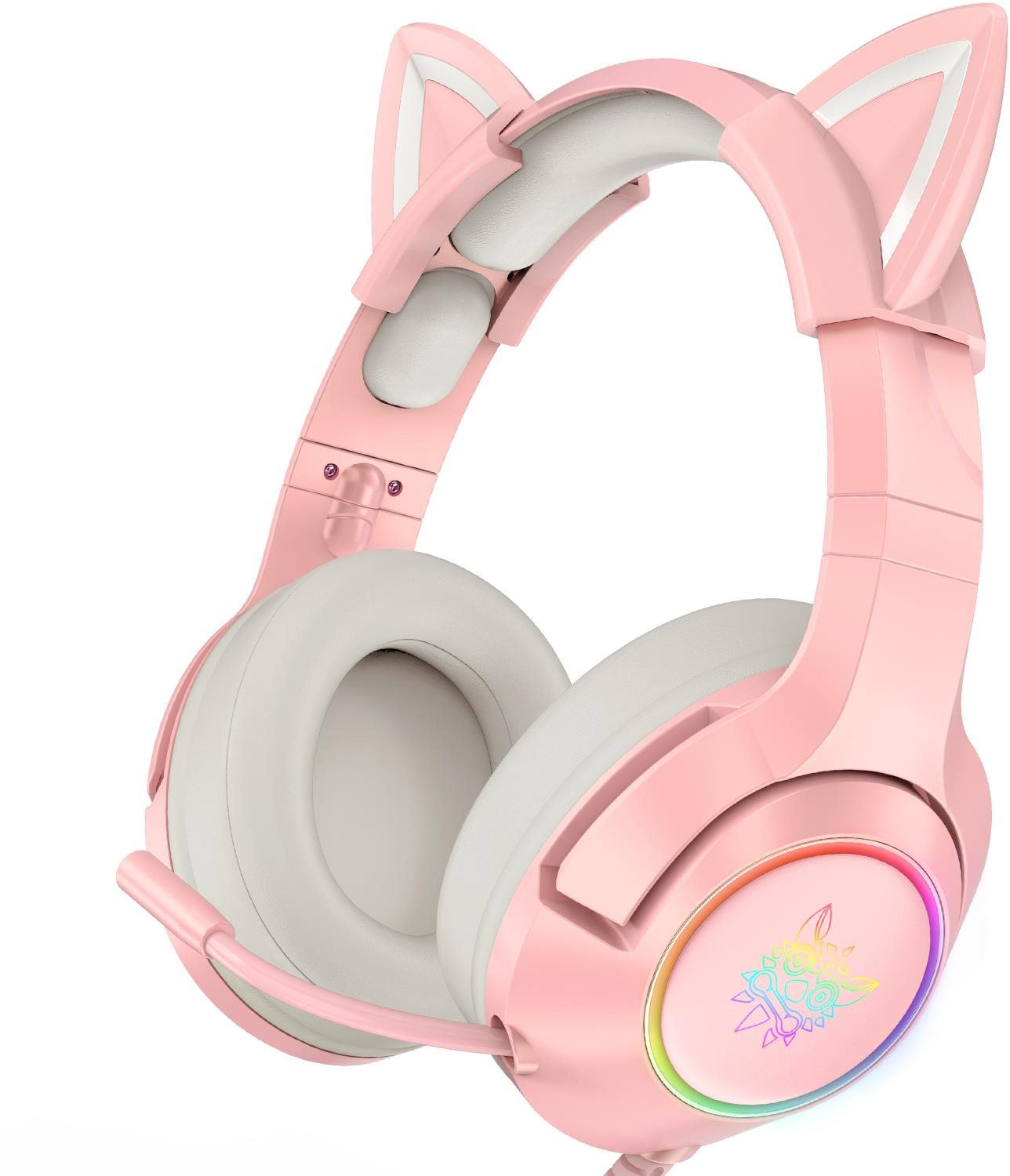 Onikuma K9 With Cat Ears Pink Gamer fejhallgató