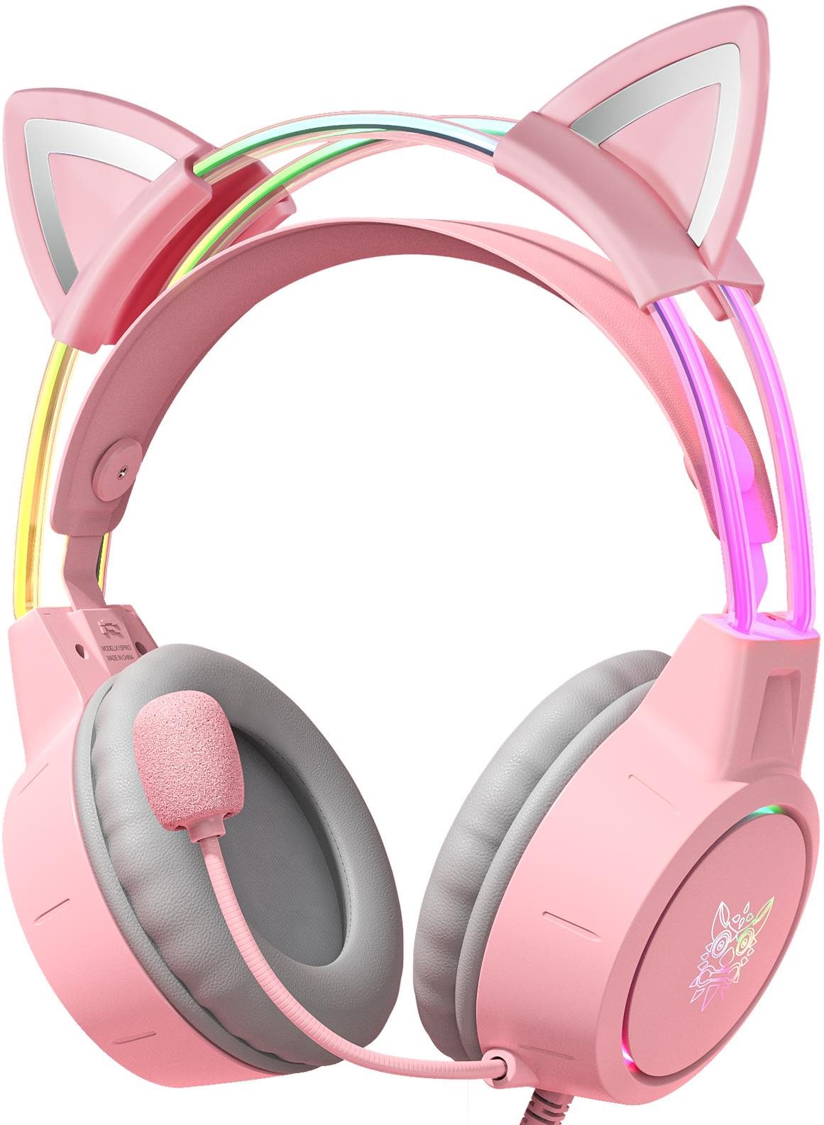 Onikuma X15 PRO With Cat Ears Pink Herné slúchadlá
