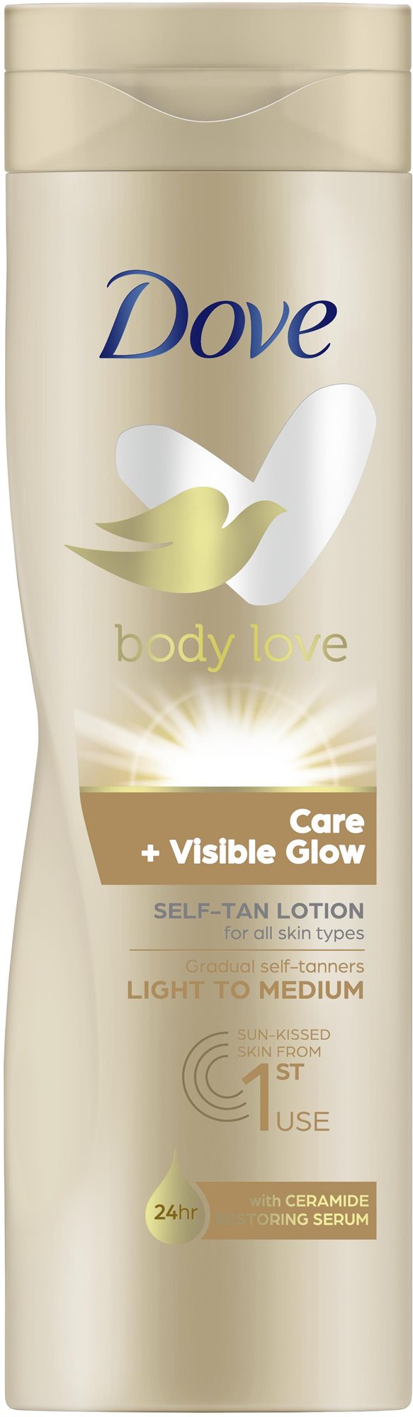 DOVE Care&Glow Fair 250 ml Samoopaľovacie mlieko