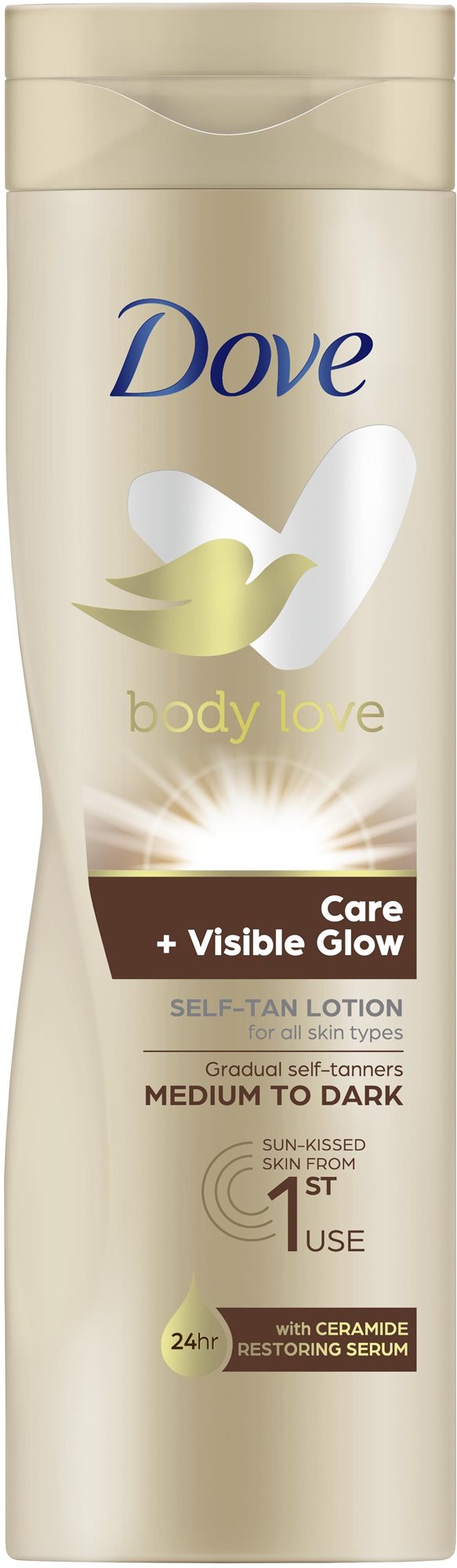 DOVE Care&Glow Dark 250 ml Samoopaľovacie mlieko