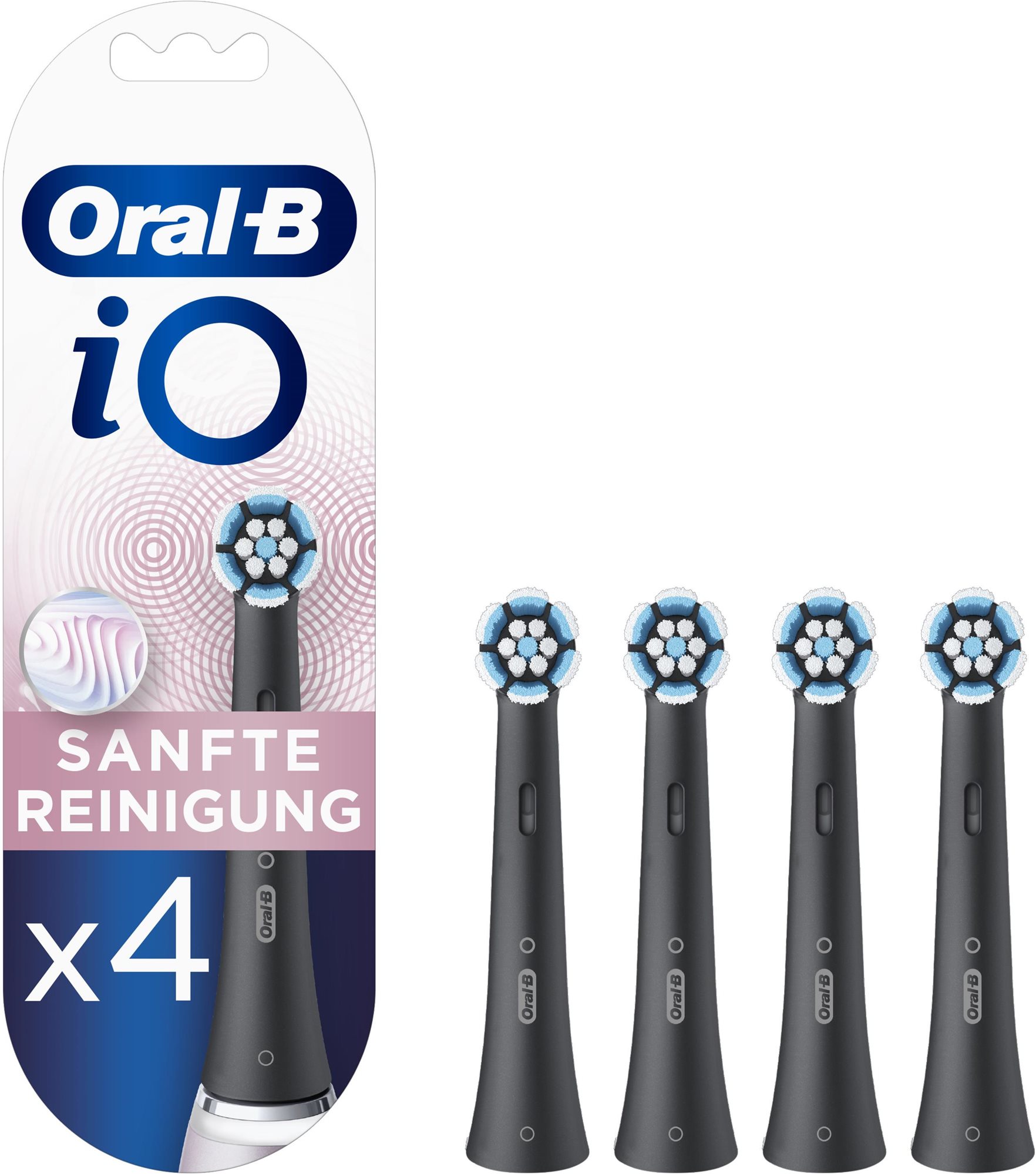 Oral-B iO Gentle Care čierne, 4 ks Náhradné hlavice k zubnej kefke