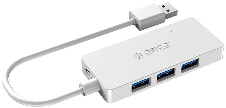 Orico USB-A Hub 4× USB 3.0 + micro USB input White USB hub