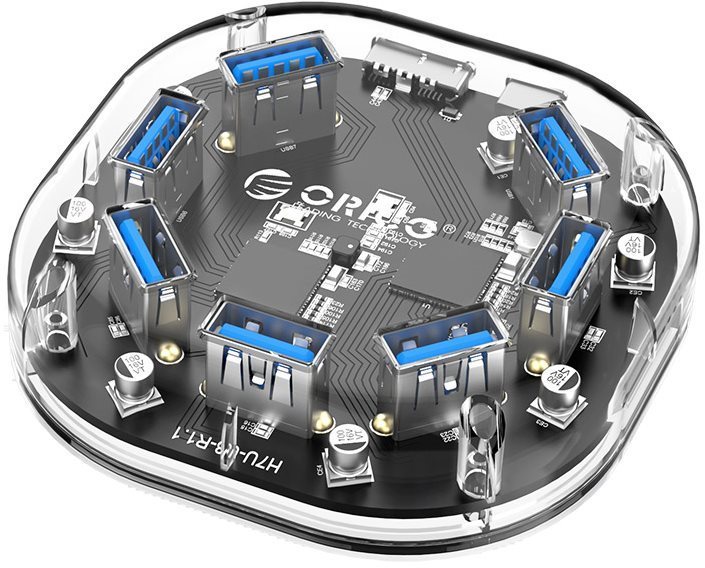Orico micro USB Hub 7× USB-A 3.0 Transparent USB hub