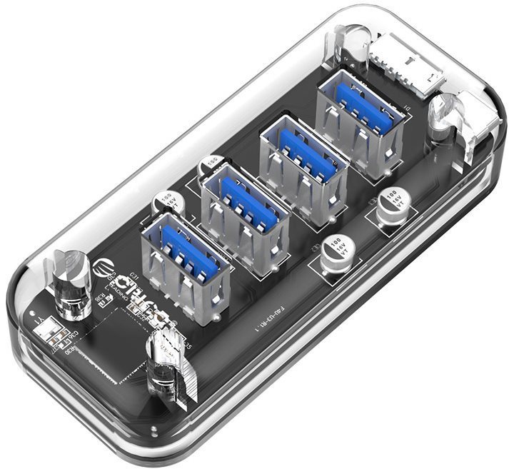 Orico micro USB Hub 4× USB-A 3.0 Transparent thin USB hub