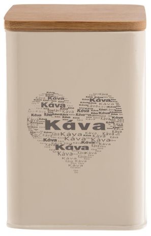 Alumínium doboz/ fa fedél 9,5x9,5x14 cm Szív motívummal, Kávé...