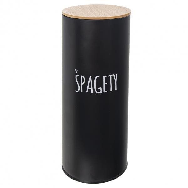 Orion pléh/bambusz doboz 11 cm átmérőjű spagetti BLACK Tárolóedény