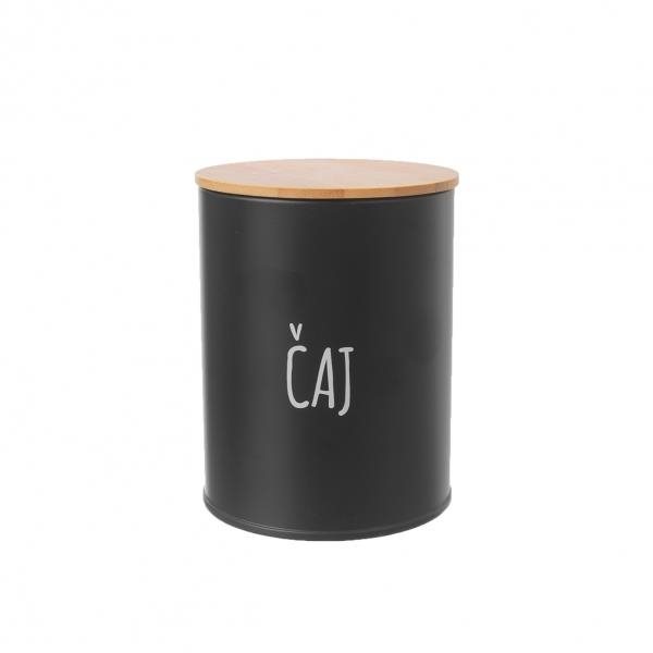 Orion pléh/bambusz doboz 9,5 cm átmérőjű Tea BLACK Tárolóedény