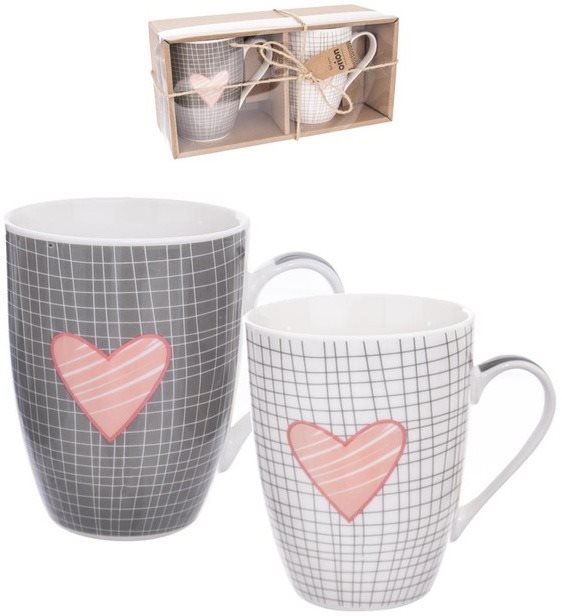 Hrnček porc. PINK HEART 0,35 l 2 ks Hrnček