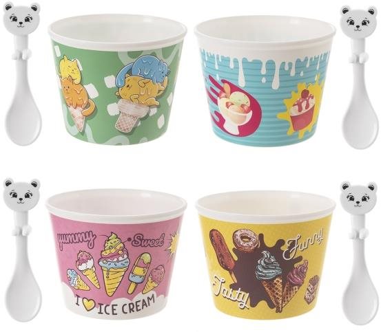 Orion Ice UH Pohár + kanál, jégkrém, 0,3 l, 4 db, keverék Tál készlet