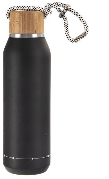 Orion Thermosflasche Edelstahl/Bambus 0,6 l schwarz Thermoskanne