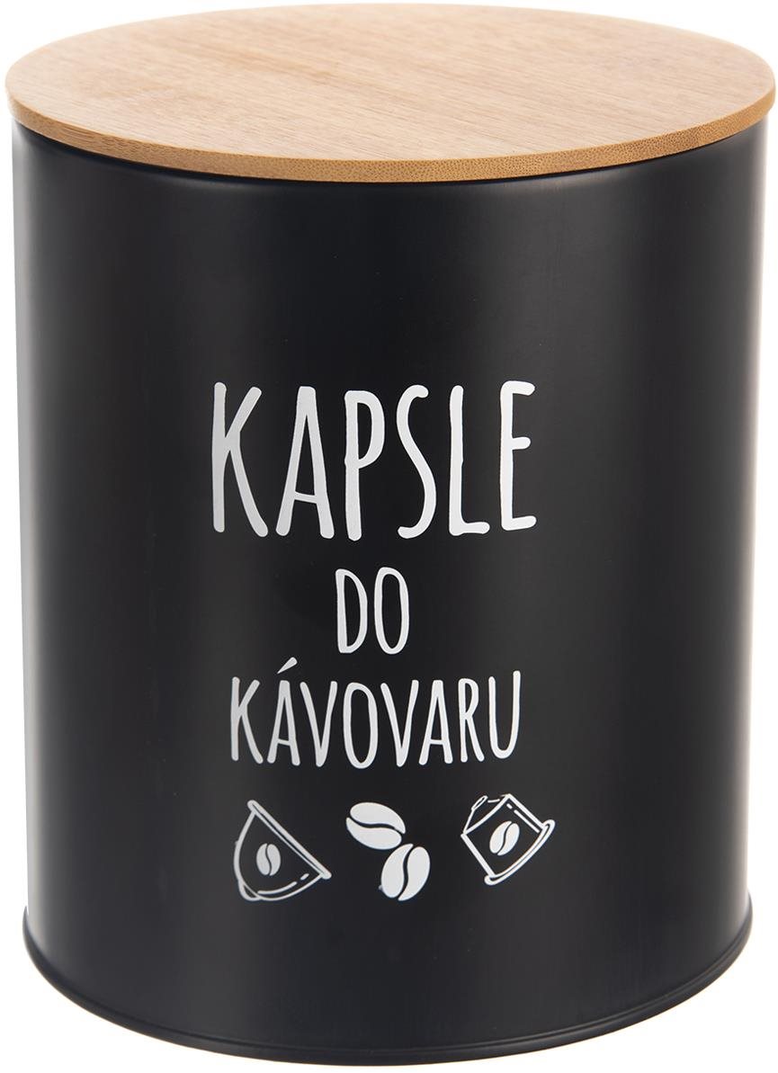 ORION BLACK 16 cm, Kapsle, lap/bambusz Tárolóedény
