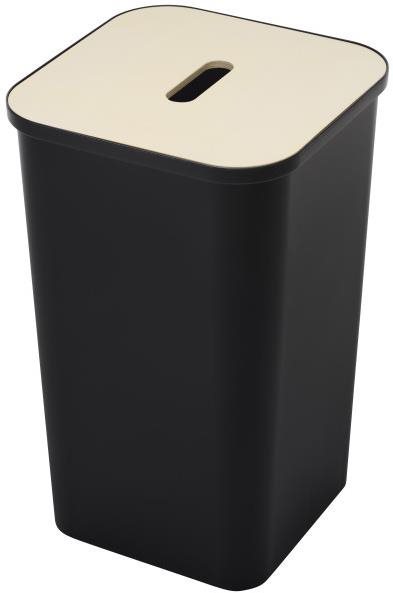 ORTHEX COLLECT Wäschekorb, Abfall 53 l schwarz + Holzdeckel Korb