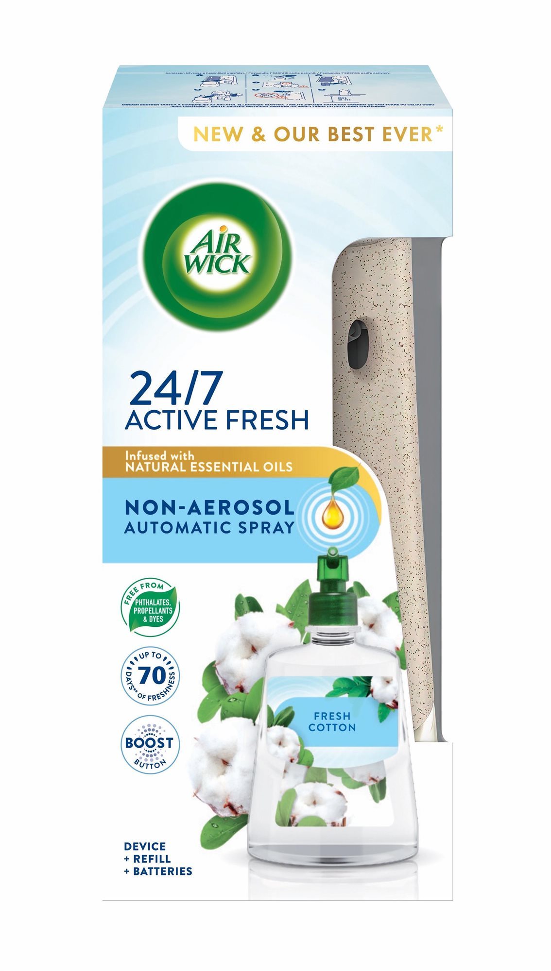 Air Wick Active Fresh Friss pamut 228 ml Légfrissítő