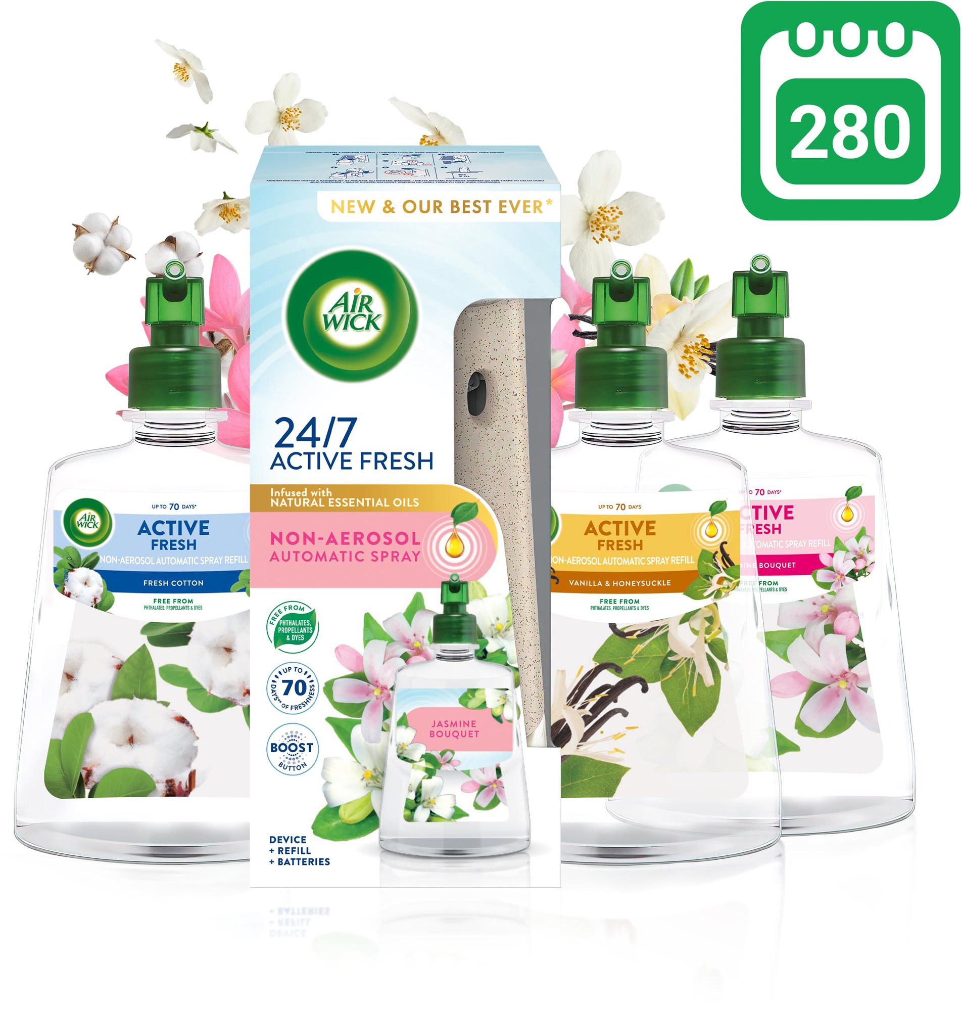 AIR WICK Active Fresh diffúzor - 280 napra elegendő illatkészlet...