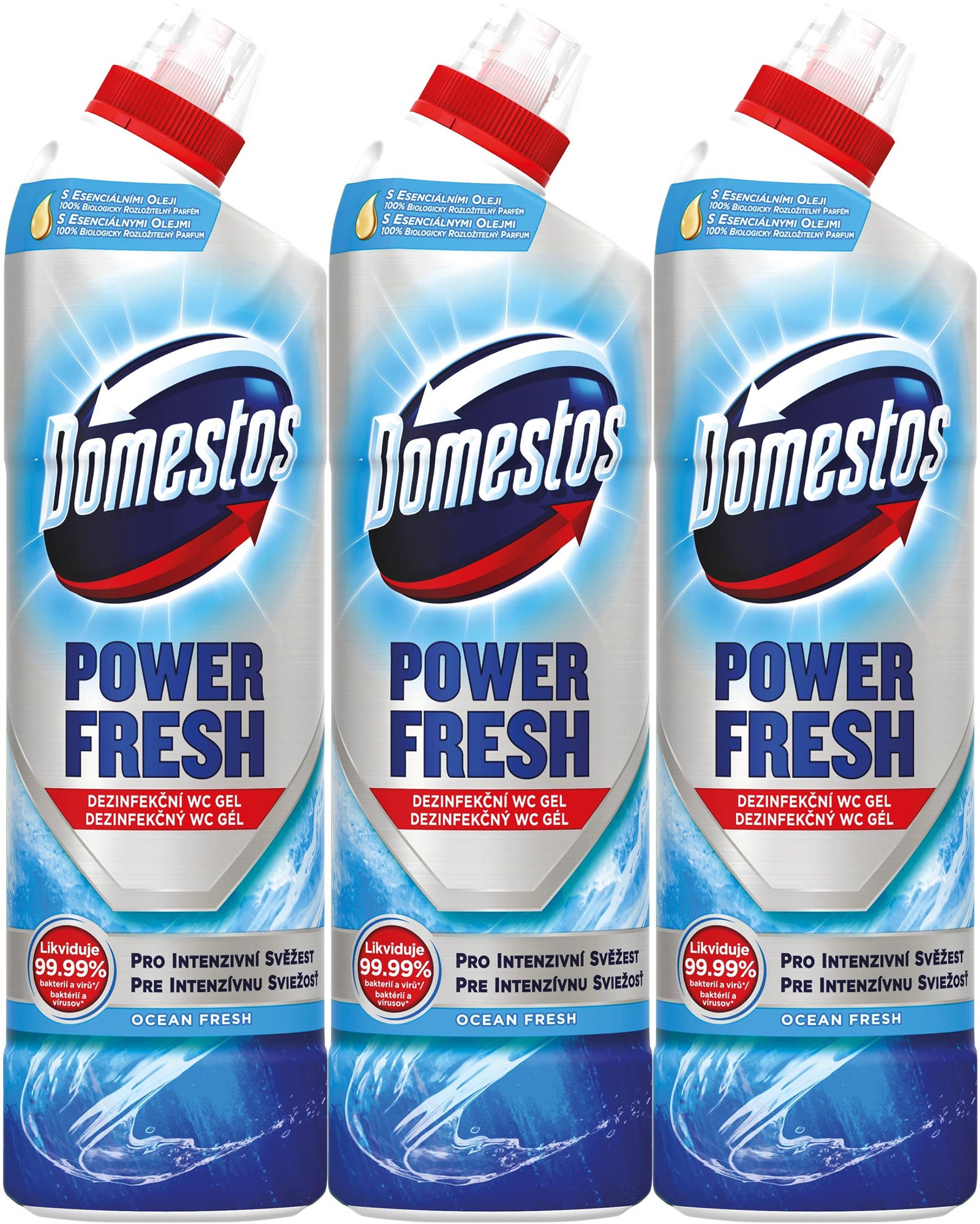 DOMESTOS Total Hygiene Ocean Fresh 3× 700 ml WC gél