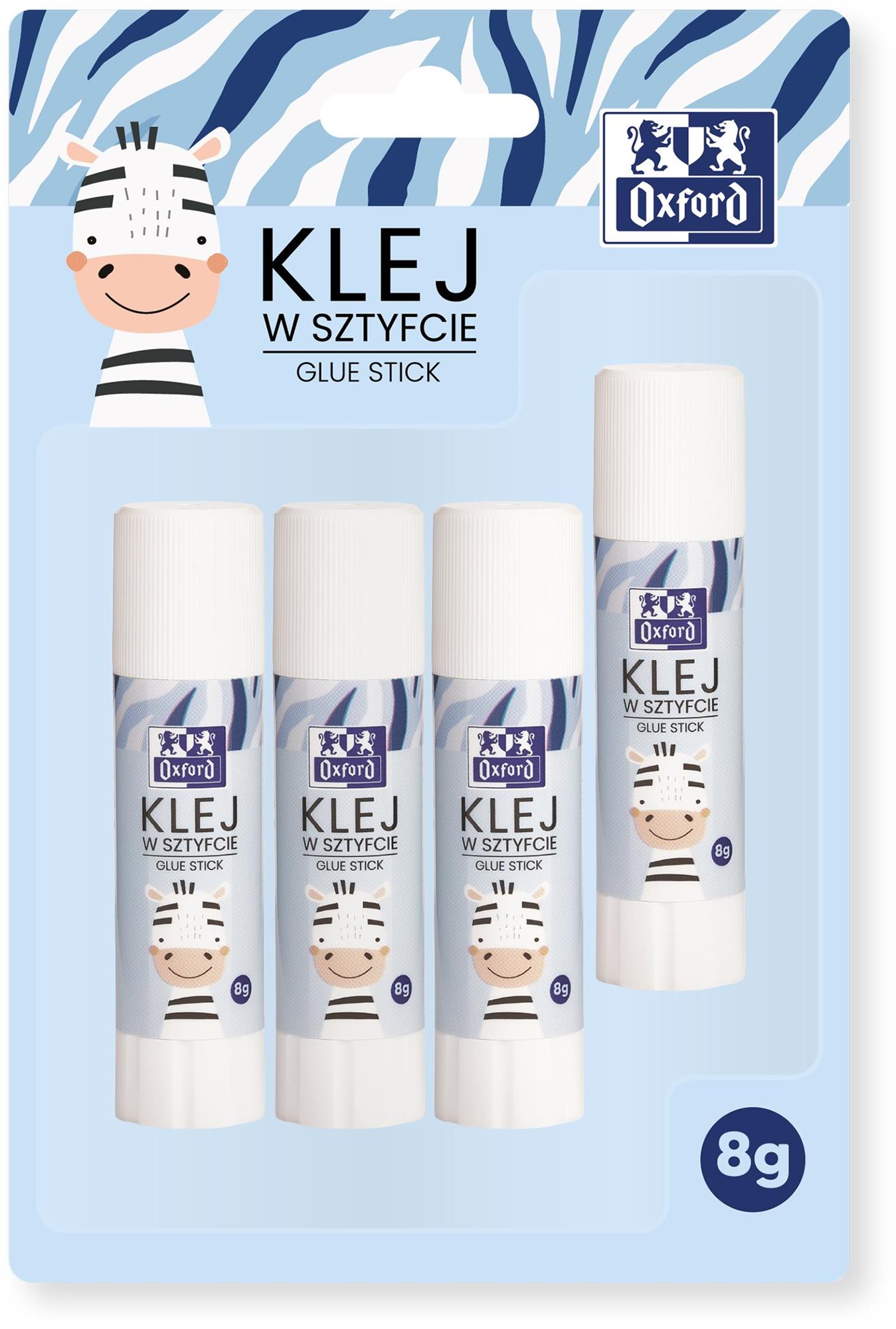 OXFORD Kids tyčinkové lepidlo Zebra, 8 g, 4 kusy Tuhé lepidlo