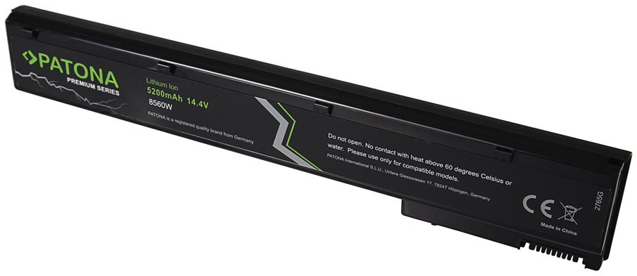 PATONA for HP Elitebook 8560w, 5200mAh, Li-Ion, 14.4V, PREMIUM VH08...