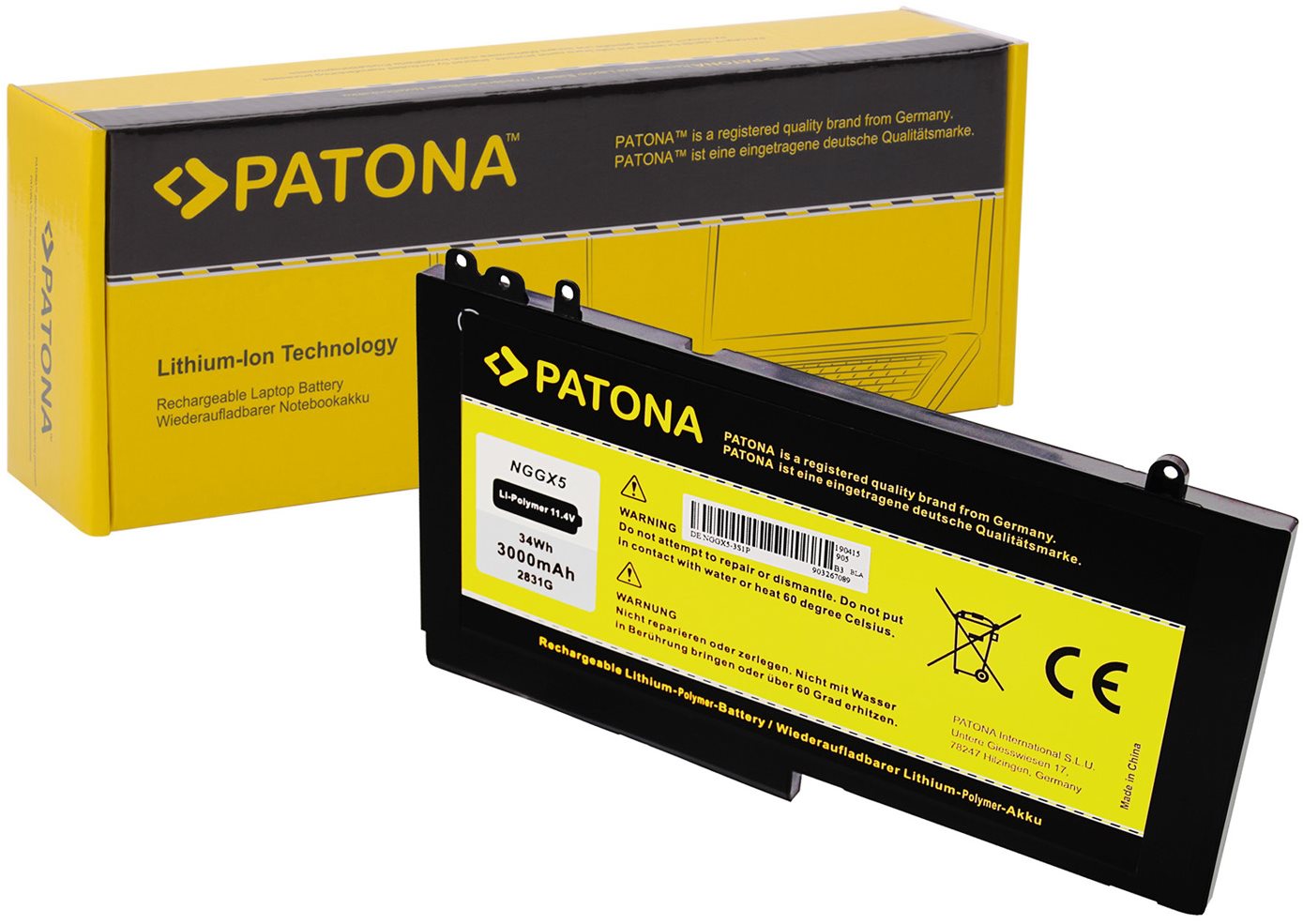 PATONA for Dell Latitude E5270/E5470/E5570, 3000mAh, Li-lon, 11.4V...
